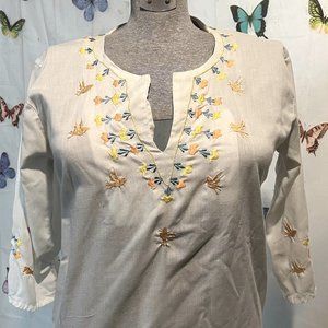 White Embroidered Cotton Tunic